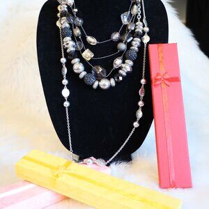 Lot of 3 Silver Toned Fashion Necklaces